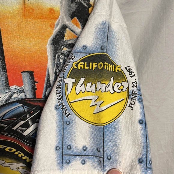 Vintage 90s T-shirt Large AOP California Speedway Racing Car 1997 NASCAR Allover - Picture 12 of 14